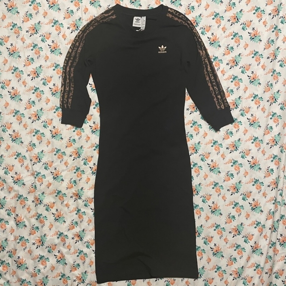 adidas Dresses & Skirts - Adidas 3 stripes dress black leopard women's size SMALL